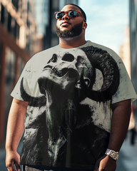 Men's Retro Diablo Style Plus Size Short Sleeve T-Shirt