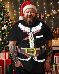 T-shirt à manches courtes pour homme avec imprimé Père Noël et grande taille