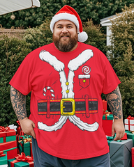 T-shirt à manches courtes pour homme avec imprimé Père Noël et grande taille