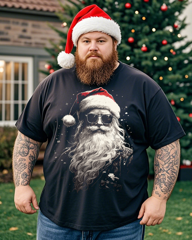 T-shirt à manches courtes pour homme avec le Père Noël, grande taille