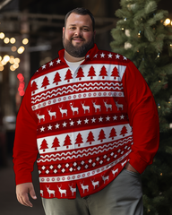 Chemise à manches longues grande taille pour homme avec motif de renne du Père Noël 