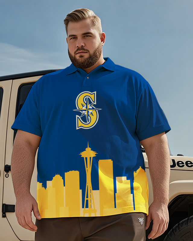 Seattle Mariners Lässiges kurzärmliges Poloshirt für Herren in Übergröße 