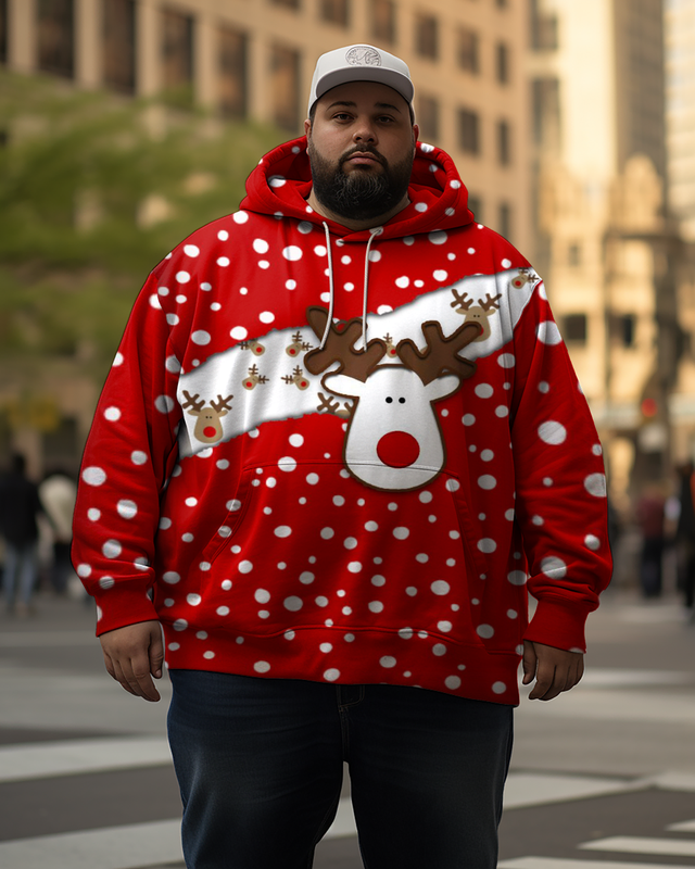 Men's Snoopy Christmas Reindeer Plus Size Hoodie