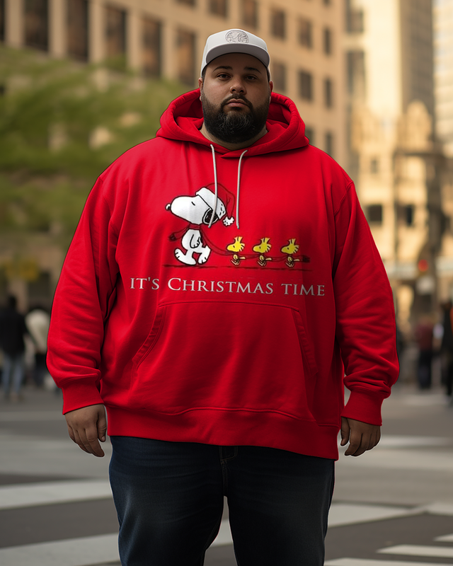 Sweat à capuche grande taille pour homme Snoopy It's Chrismas Time