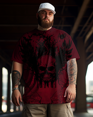 Men's Spooky Skull Plus Size T-Shirt & Short