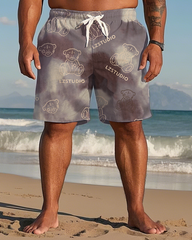 Gradient Color Tie-dye Men's Plus Size Shorts