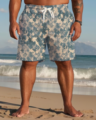 Gradient Color Tie-dye Men's Plus Size Shorts