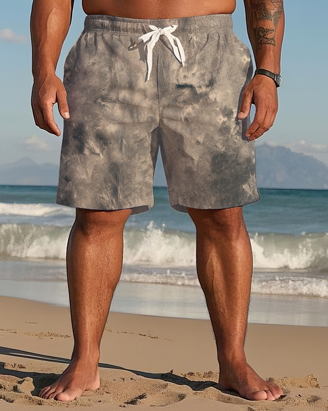 Gradient Color Tie-dye Men's Plus Size Shorts