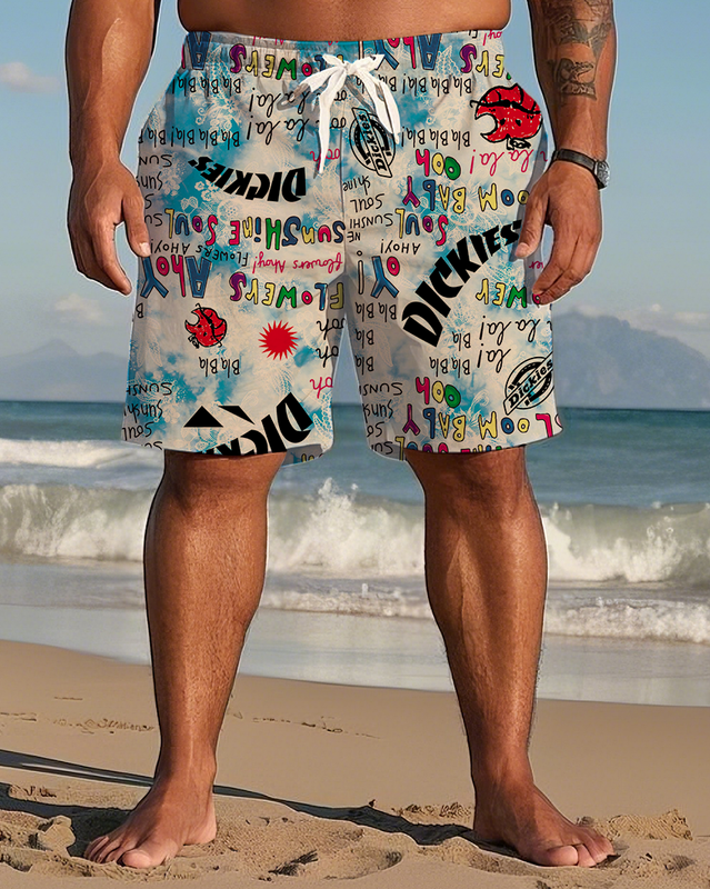 Gradient Color Tie-dye Men's Plus Size Shorts