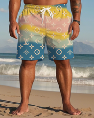 Gradient Color Tie-dye Men's Plus Size Shorts