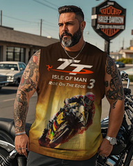 TT Isle of Man - Ride on the Edge Men's Plus Size Printed Sleeveless T-Shirt