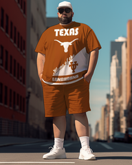 Texas Longhorn-1 T-Shirt und Shorts für Herren in Übergröße