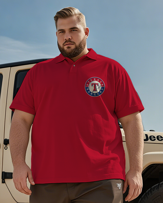 Texas Rangers Lässiges kurzärmliges Poloshirt für Herren in Übergröße