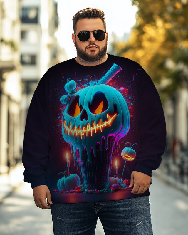 Men's White Slime Pumpkin Plus Size Sweatshirts