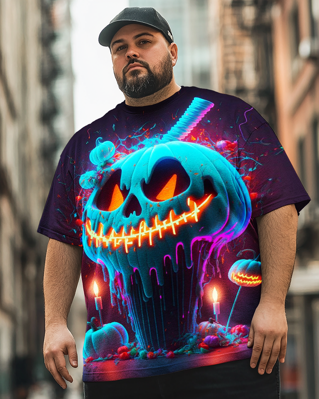 Men's White Slime Pumpkin Plus Size T-Shirt