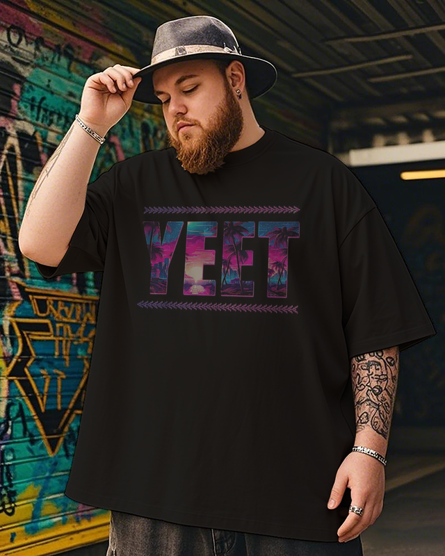 YEET Herren-T-Shirt mit kurzen Ärmeln, Übergröße