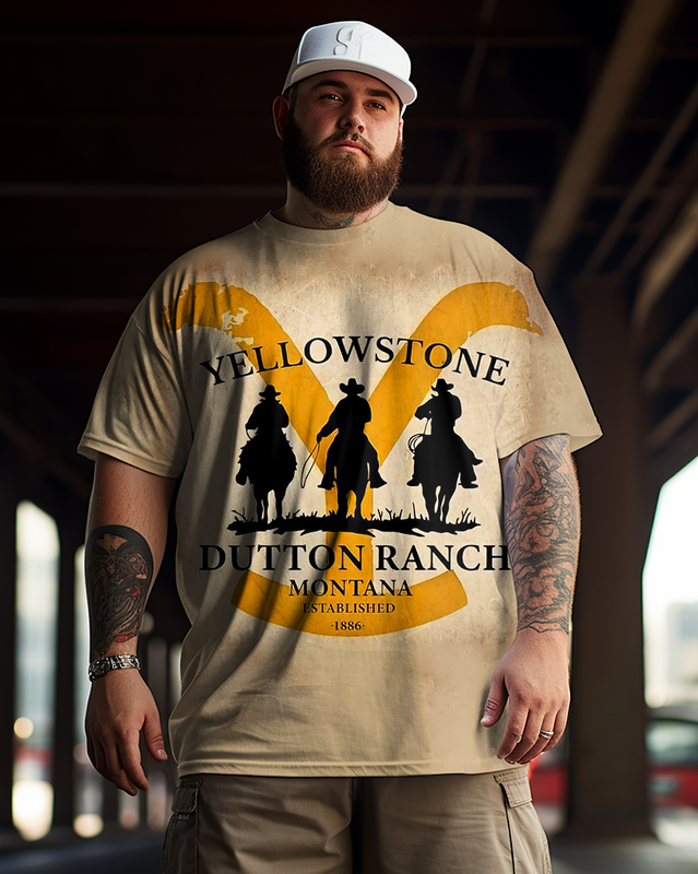 Men's Retro Yellowstone Dutton Ranch Plus Size T-Shirt