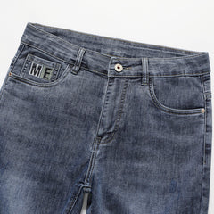 Plus Size Men's Blue Embroideryed Casual Jeans