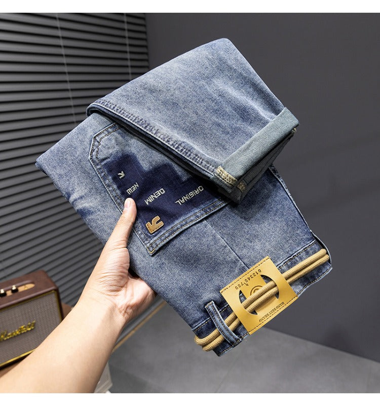 Plus Size Men's Simple Embroidered Casual Thin Jeans