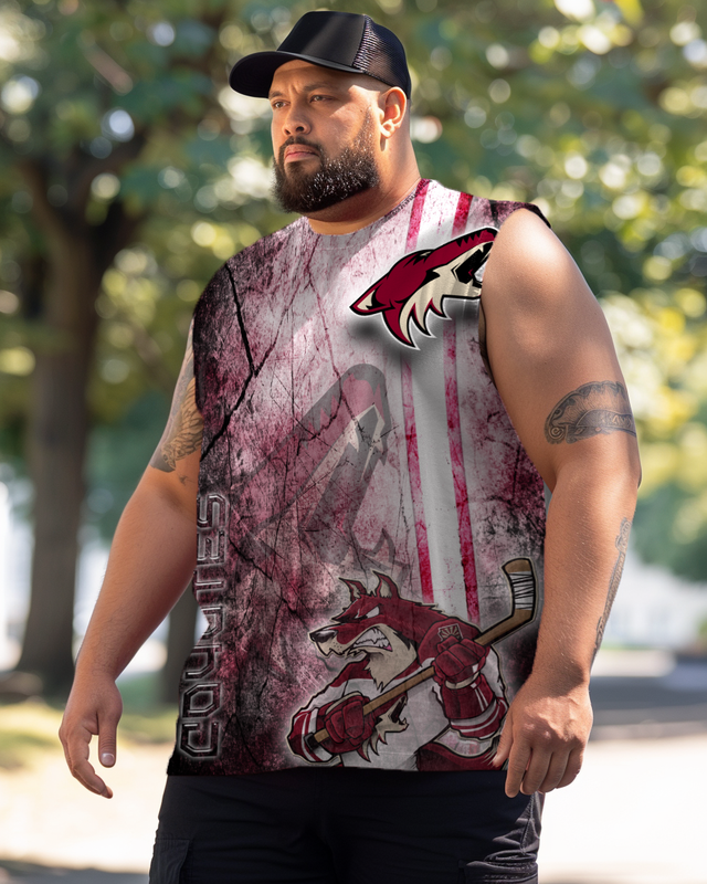 Men's Plus Size Printed Sleeveless T-Shirt