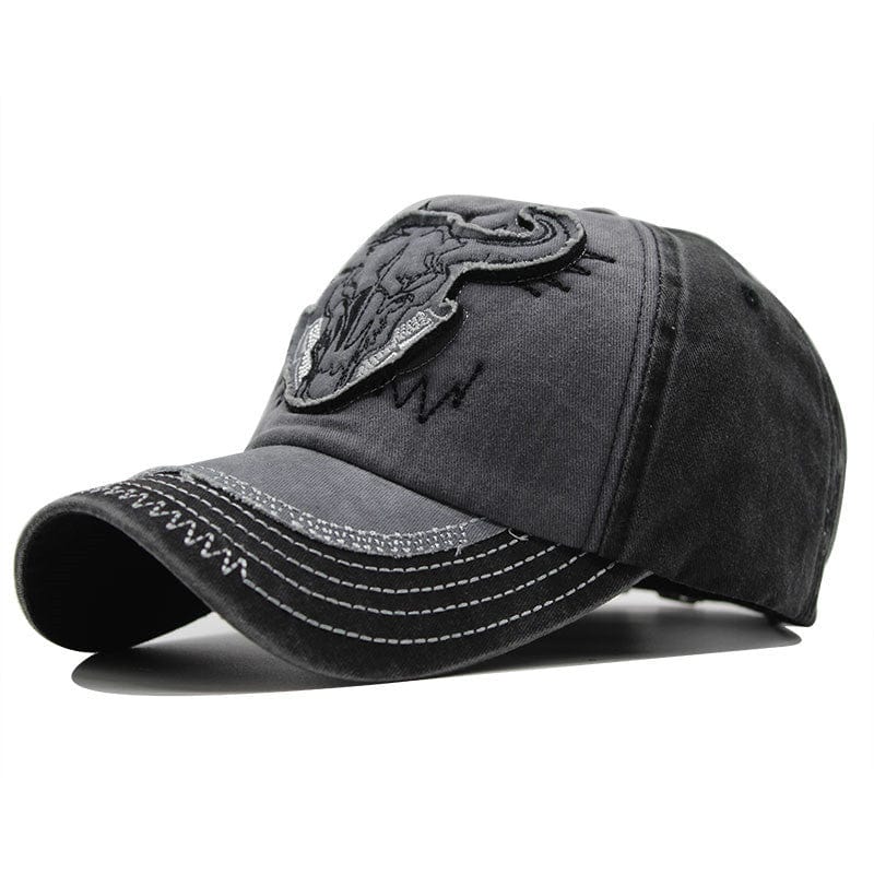 Bull head embroidered baseball cap