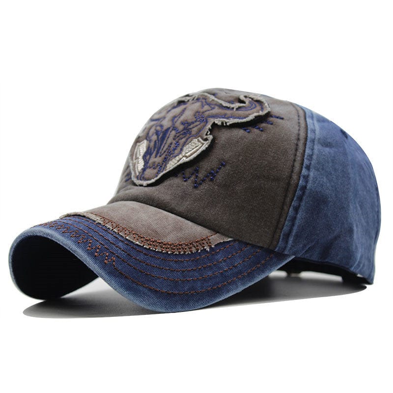 Bull head embroidered baseball cap