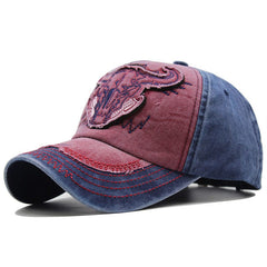 Bull head embroidered baseball cap