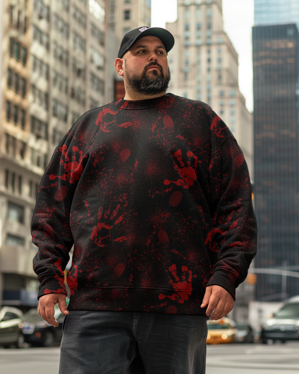 Men's Bloodstained Handprint Plus Size Sweatshirts