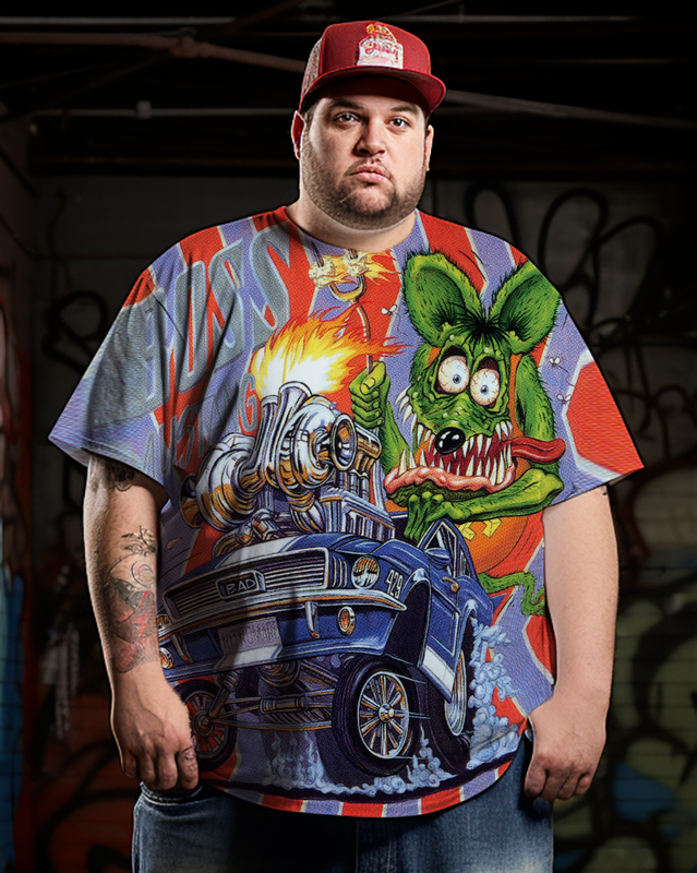 T-shirt grande taille pour homme Rat Fink Ed Big Daddy Roth - Boss Mustang