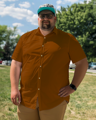 Men's Brown Plus Size Short Sleeve Shirt