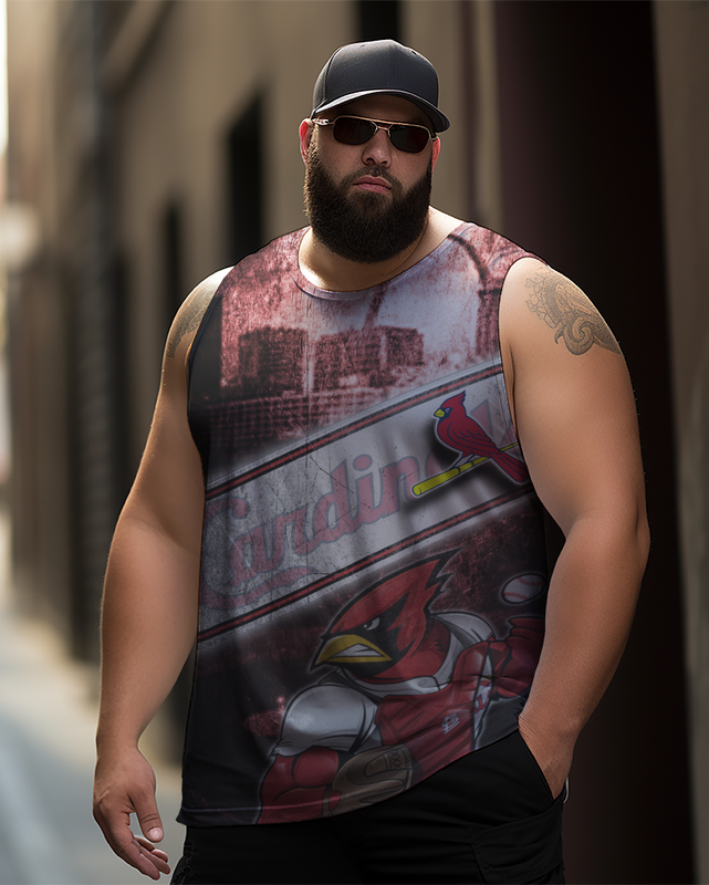 Men's Plus Size Printed Sleeveless T-Shirt