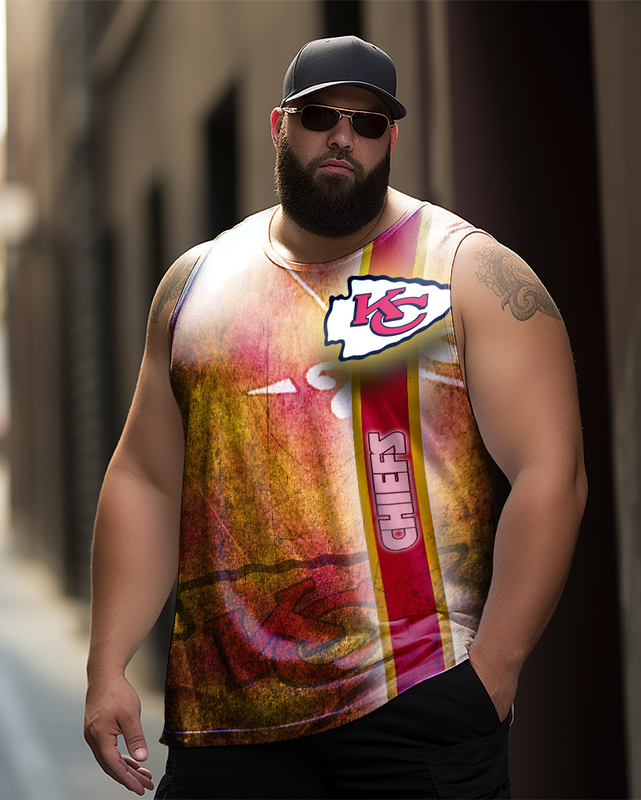 Men's Plus Size Printed Sleeveless T-Shirt