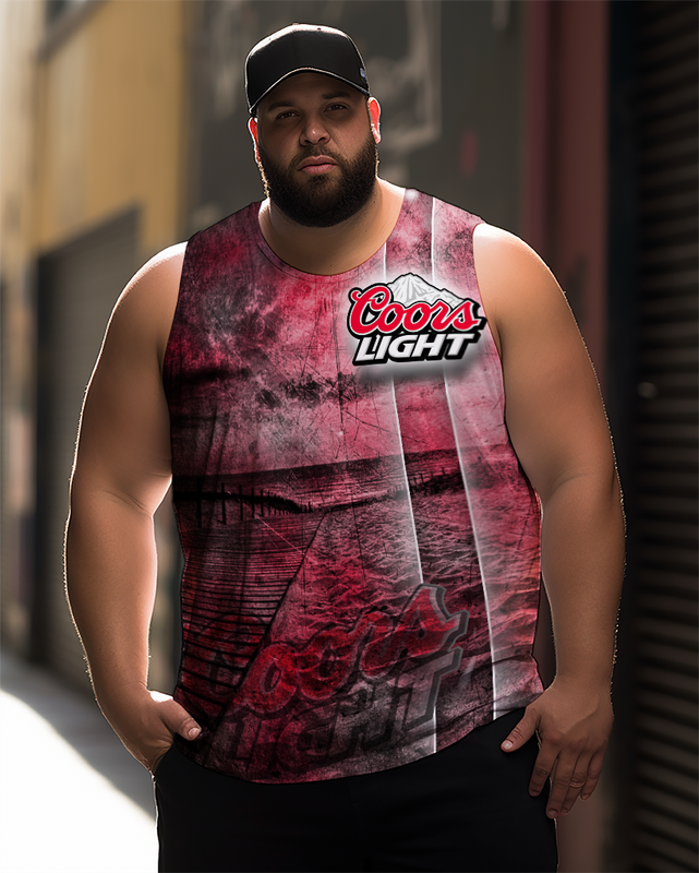 Men's Plus Size Printed Sleeveless T-Shirt