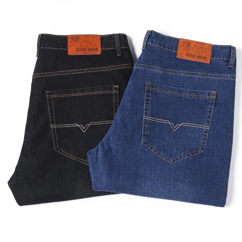 Jean en denim extensible simple et décontracté pour hommes de grande taille 