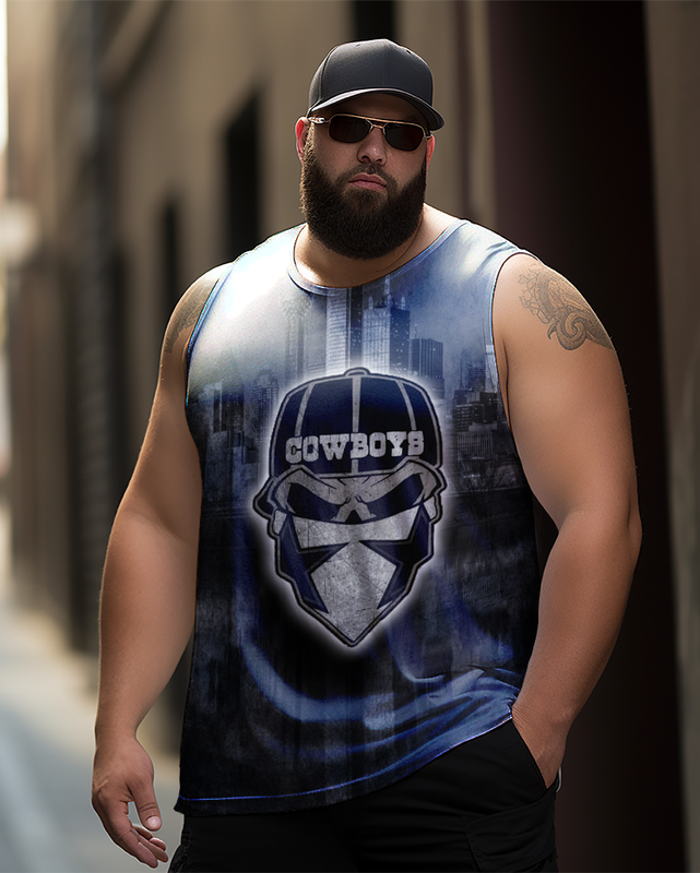 Men's Plus Size Printed Sleeveless T-Shirt