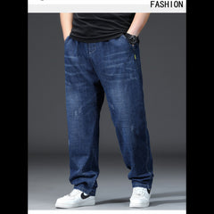 Plus Size Men's Harlem Jeans, Loose Jeans,Spring Denim Pants