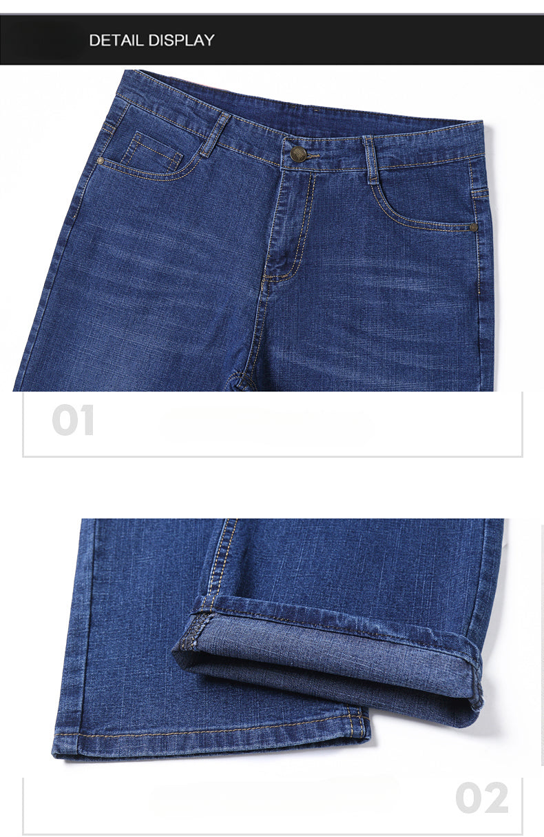 Jean en denim extensible simple et décontracté pour hommes de grande taille 