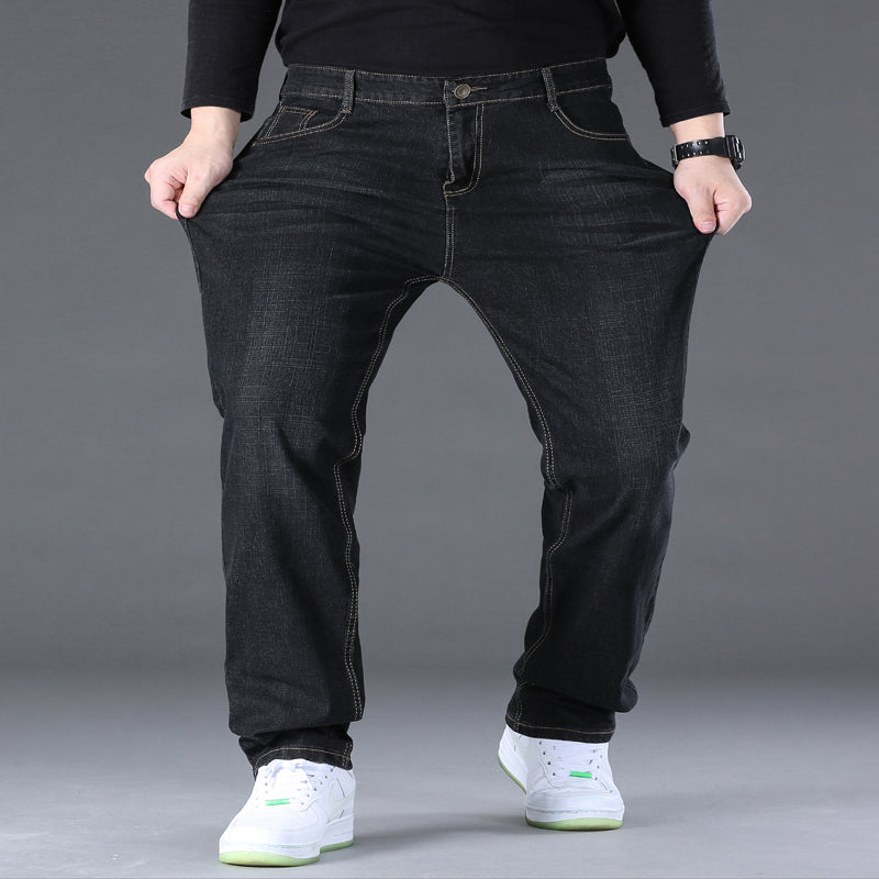 Jean en denim extensible simple et décontracté pour hommes de grande taille 