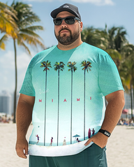 T-Shirt-Set für Herren in Übergröße „Miami Palm Beach“, Freizeitanzug für Herren 