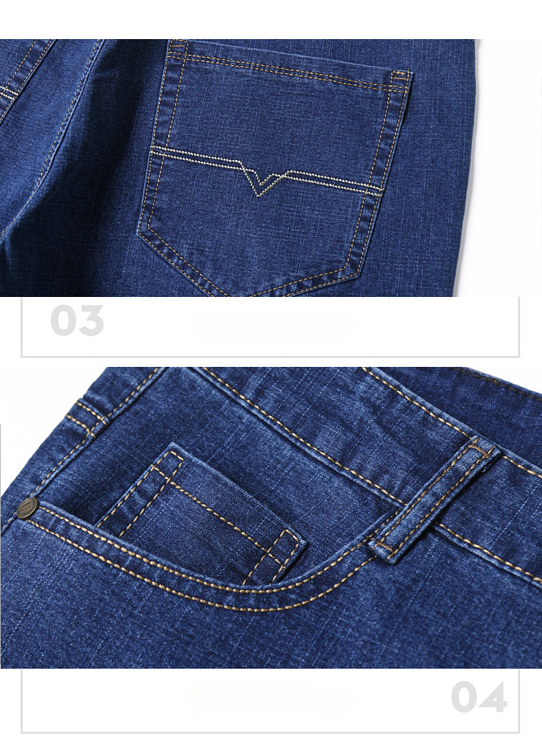 Jean en denim extensible simple et décontracté pour hommes de grande taille 