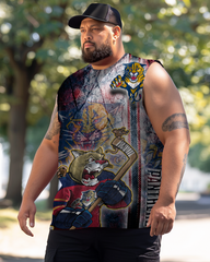 Men's Plus Size Printed Sleeveless T-Shirt