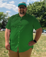 Men's Green Plus Size Short Sleeve Shirt