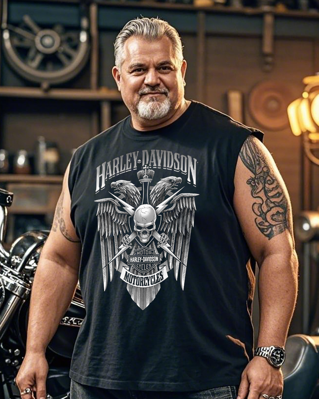 Harley-Davidson Men's Plus Size Printed Sleeveless T-Shirt