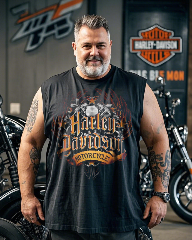 Harley-Davidson Men's Plus Size Printed Sleeveless T-Shirt