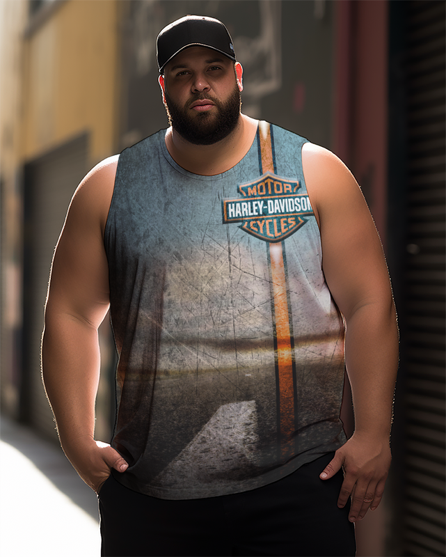 Men's Plus Size Printed Sleeveless T-Shirt