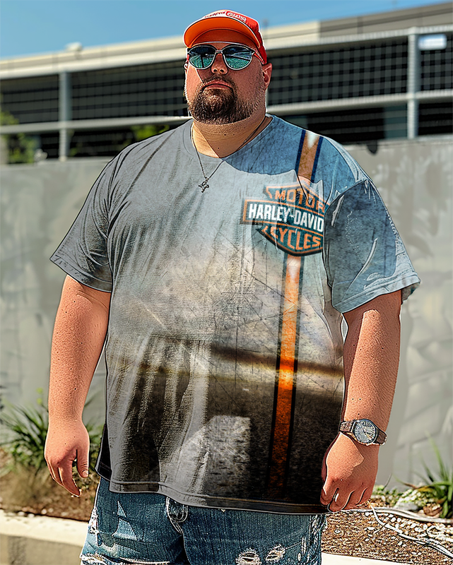 Men's Plus Size Printed Short Sleeve T-Shirt