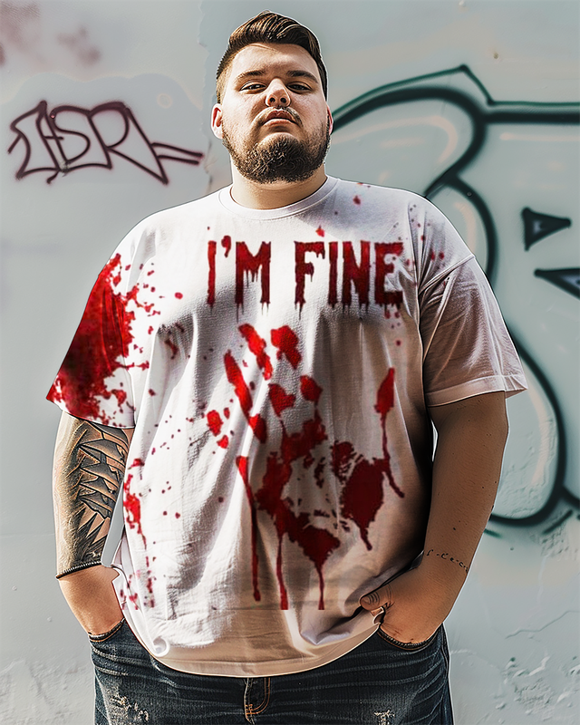 I'm Fine Herren-T-Shirt in Übergröße, kurzärmelig