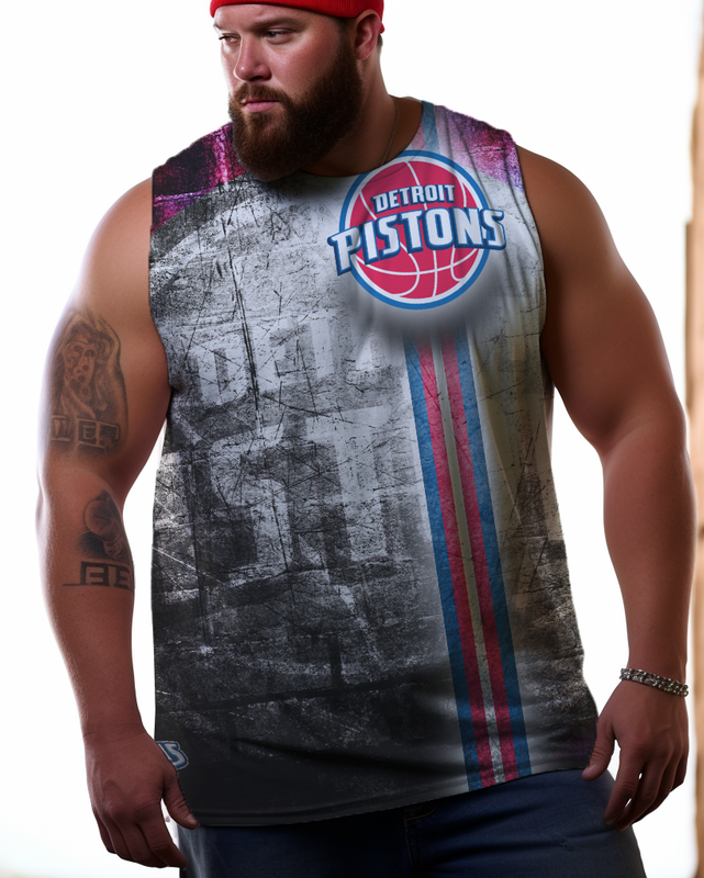 Men's Plus Size Printed Sleeveless T-Shirt