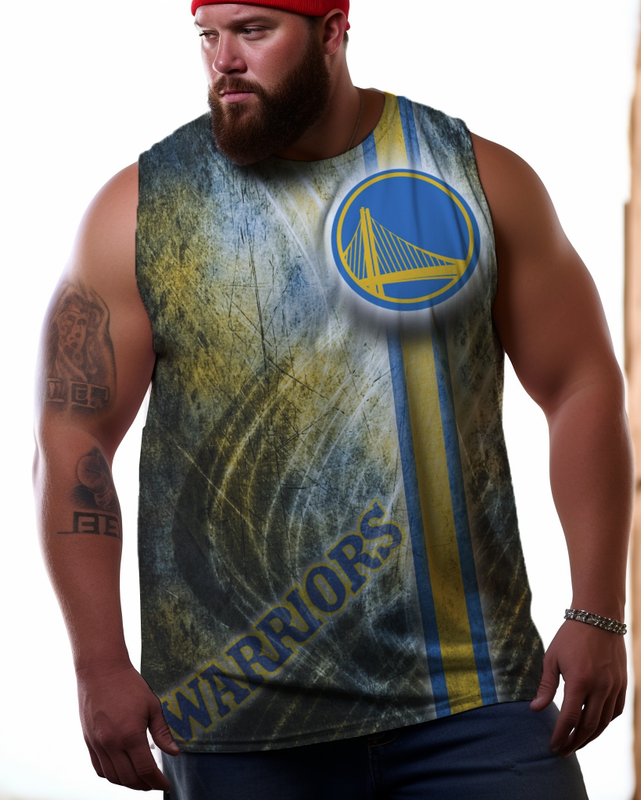 Men's Plus Size Printed Sleeveless T-Shirt