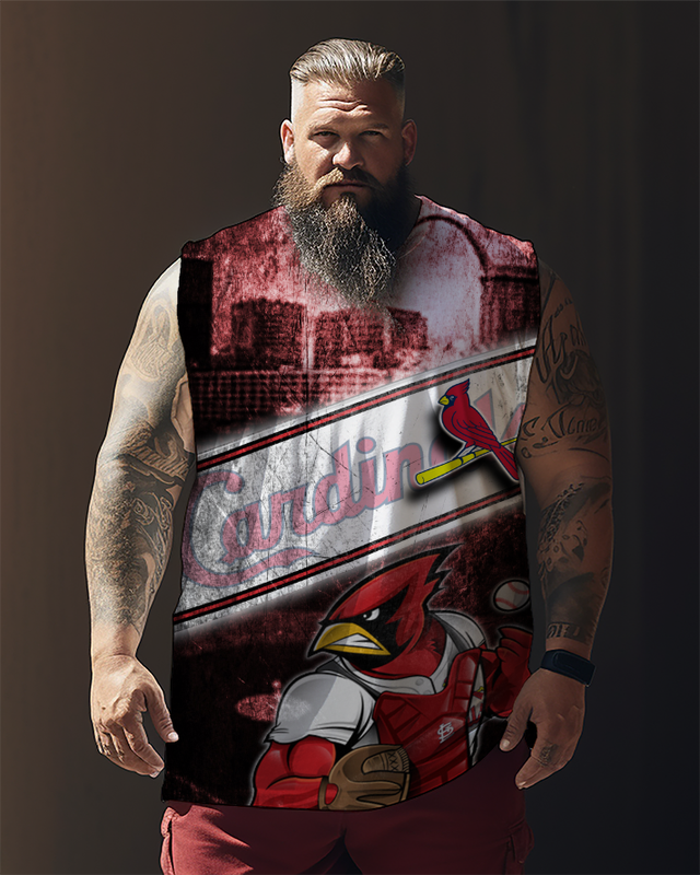 Men's Plus Size Printed Sleeveless T-Shirt